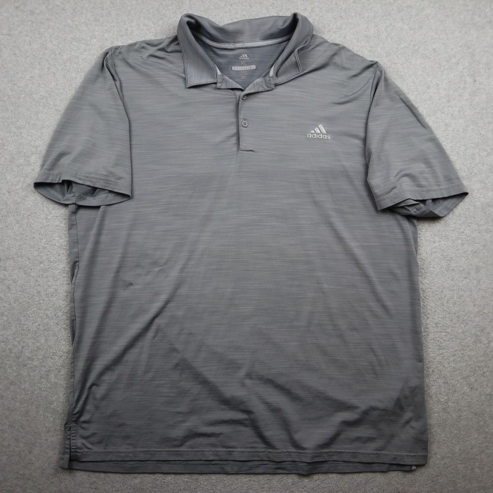 Adidas Polo Shirt Mens XL Golf Short Sleeve Gray Heathered Performance Stretch